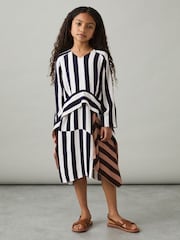 Reiss Multi Nola 9-13 yrs Stripe-Print Handkerchief Dress - Image 3 of 4