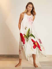 Reiss Ivory Aria NYBG Floral Print Maxi Dress With Linen - Image 1 of 4