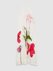 Reiss Ivory Aria NYBG Floral Print Maxi Dress With Linen - Image 2 of 4