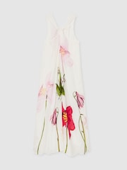 Reiss Ivory Aria NYBG Floral Print Maxi Dress With Linen - Image 4 of 4