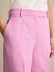 Reiss Pink Raine Petite Wide-Leg Trousers With Linen - Image 5 of 7