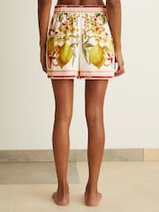 Reiss Ivory Winona Reiss | NYBG Satin Floral-Print Shorts - Image 4 of 5