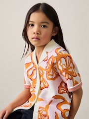 Reiss Pink Sandy Floral Print Intarsia Knit Top - Image 3 of 4