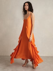 Reiss Orange Eden Ruffle Detail Maxi Dress - Image 4 of 6