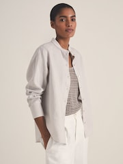 Reiss Soft Grey Regan Reiss | Les 100 Ciels Linen Shirt - Image 1 of 5