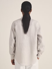 Reiss Soft Grey Regan Reiss | Les 100 Ciels Linen Shirt - Image 4 of 5