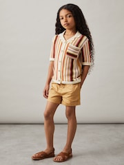 Reiss Multi Candy Cotton Striped Crochet Shirt - Image 1 of 5