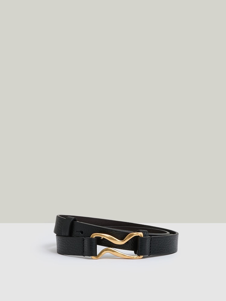 Reiss Black Scarlett Leather Sculpted-Hardware Belt - Image 1 of 4