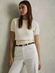 Reiss Black Scarlett Leather Sculpted-Hardware Belt - Image 2 of 4