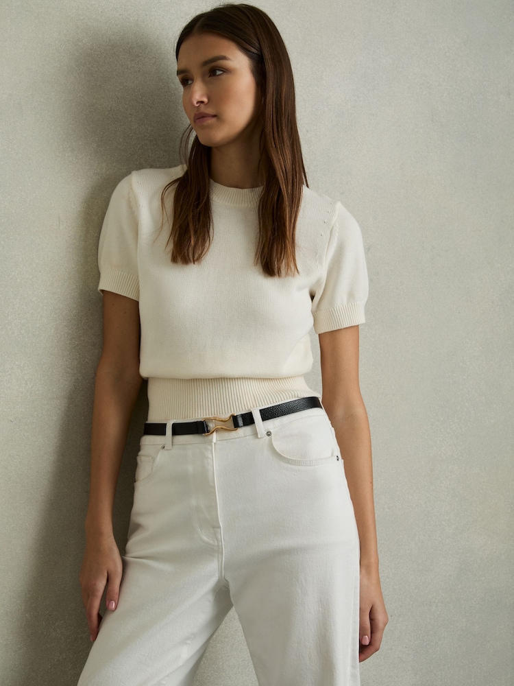 Reiss Black Scarlett Leather Sculpted-Hardware Belt - Image 2 of 4
