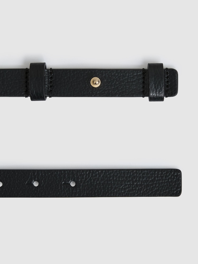 Reiss Black Scarlett Leather Sculpted-Hardware Belt - Image 4 of 4