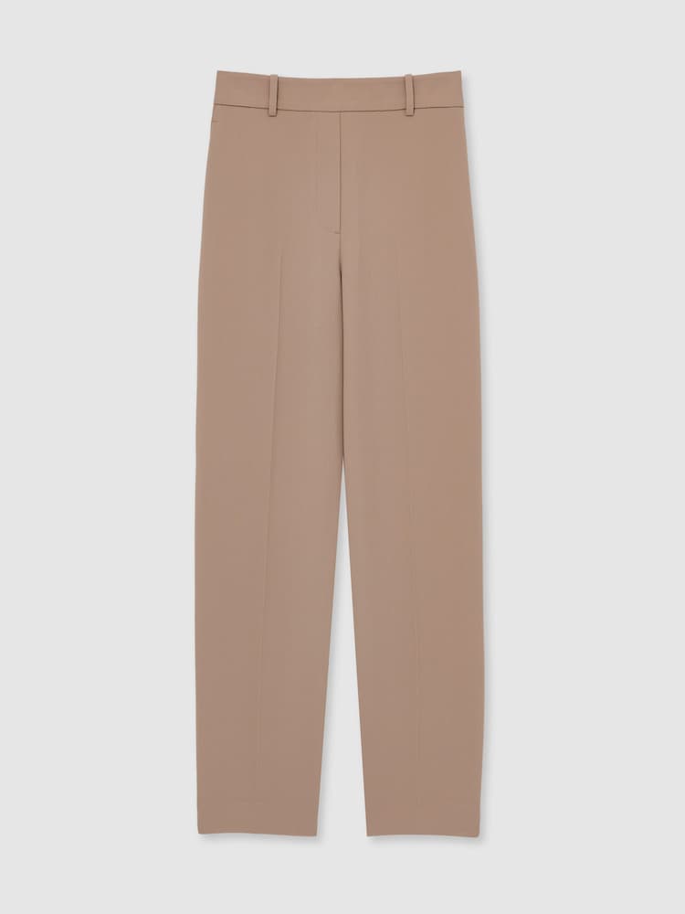 Reiss Mink Neutral Eve Petite Tapered Elasticated-Waist Trousers - Image 2 of 6