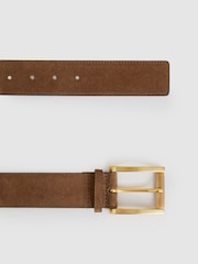 Reiss Tan Rosie Suede Square Roller Buckle Belt - Image 3 of 4