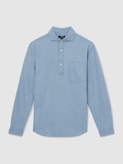 Reiss Light Wash Indigo Baylor Cotton Cutaway-Collar Denim Shirt - Image 2 of 7
