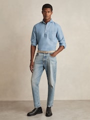 Reiss Light Wash Indigo Baylor Cotton Cutaway-Collar Denim Shirt - Image 3 of 7