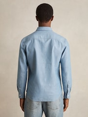 Reiss Light Wash Indigo Baylor Cotton Cutaway-Collar Denim Shirt - Image 6 of 7