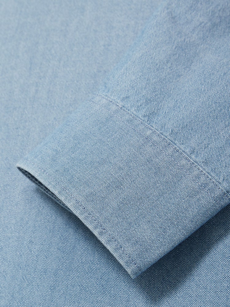 Reiss Light Wash Indigo Baylor Cotton Cutaway-Collar Denim Shirt - Image 7 of 7