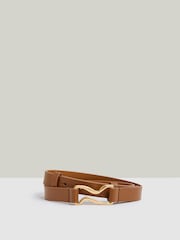 Reiss Tan Scarlett Leather Sculpted-Hardware Belt - Image 1 of 4