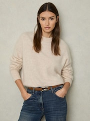 Reiss Tan Scarlett Leather Sculpted-Hardware Belt - Image 2 of 4