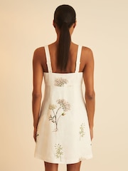 Reiss Ivory Dorethea Reiss | NYBG Linen Floral Mini Dress - Image 5 of 6