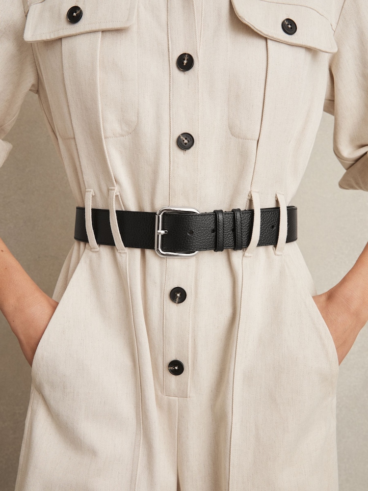 Reiss Robyn Leather Square Roller Buckle Belt - Slika 2 iz 4