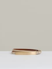 Reiss Neutral Ivy Leather Bar-Buckle Skinny Belt - Image 1 of 4