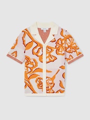 Reiss Pink Sandy Floral Print Intarsia Knit Top - Image 2 of 4