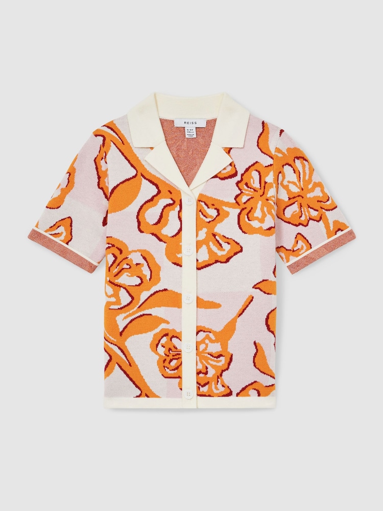 Reiss Pink Sandy Floral Print Intarsia Knit Top - Image 2 of 4