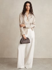 Reiss Stone Reenie Silk Button Sleeve Shirt - Image 3 of 7
