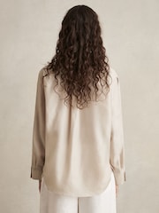 Reiss Stone Reenie Silk Button Sleeve Shirt - Image 6 of 7