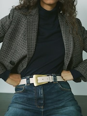 Reiss Louisa Leather Statement Buckle Belt - Imagen 2 de 5