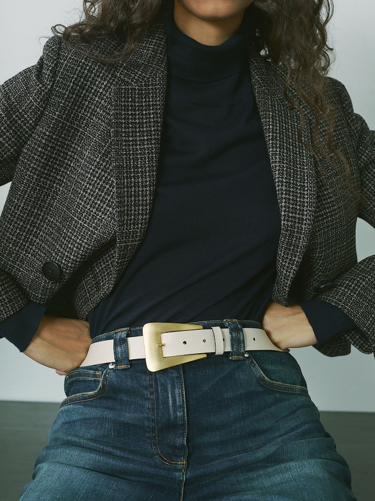 Reiss Louisa Leather Statement Buckle Belt - Imagen 2 de 5