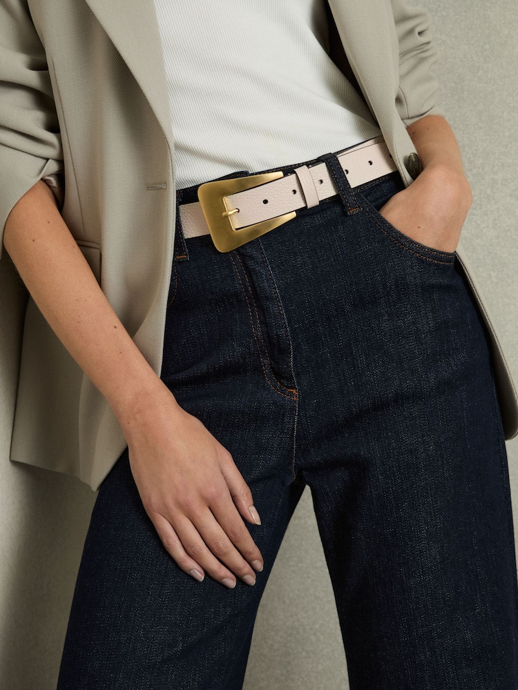 Reiss Louisa Leather Statement Buckle Belt - Imagen 5 de 5