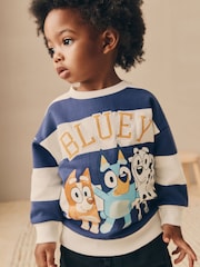 Weiß/Blau gestreift - Bluey Crew Neck Cotton Sweatshirt (12mths-8yrs) - Bild 1 von 4