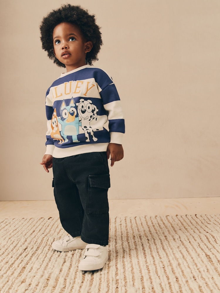 Weiß/Blau gestreift - Bluey Crew Neck Cotton Sweatshirt (12mths-8yrs) - Bild 2 von 4