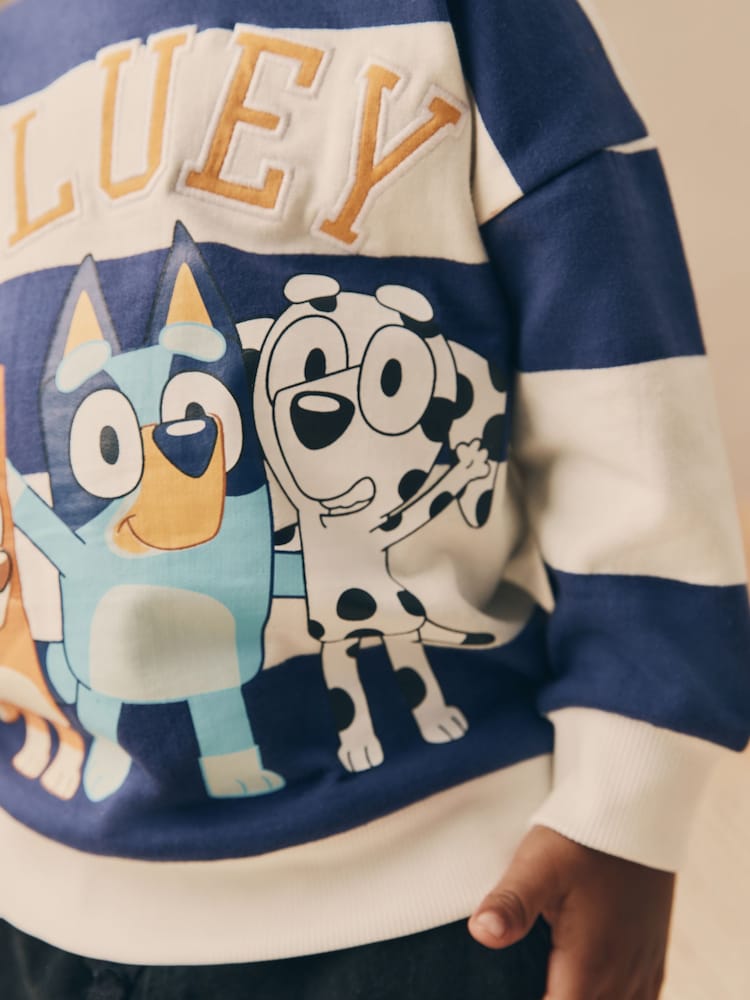Weiß/Blau gestreift - Bluey Crew Neck Cotton Sweatshirt (12mths-8yrs) - Bild 4 von 4