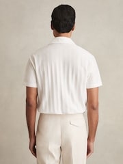 Reiss White Sampson Cotton Textured Cuban-Collar Shirt - Image 5 of 6