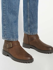 Dune London Brown Calvin Biker Boots - Image 1 of 1