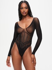 Ann Summers Black Kallie Diamante Corset Style Body - Image 1 of 4