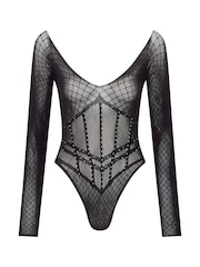 Ann Summers Black Kallie Diamante Corset Style Body - Image 4 of 4