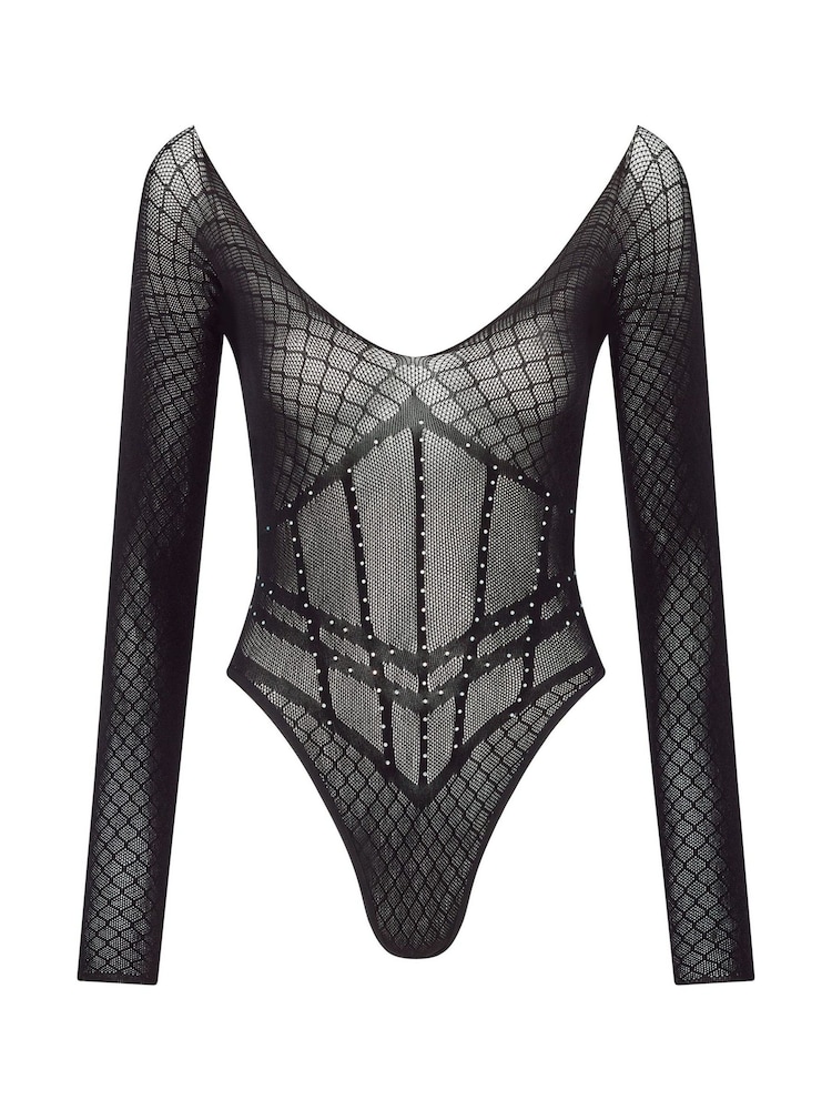Ann Summers Black Kallie Diamante Corset Style Body - Image 4 of 4