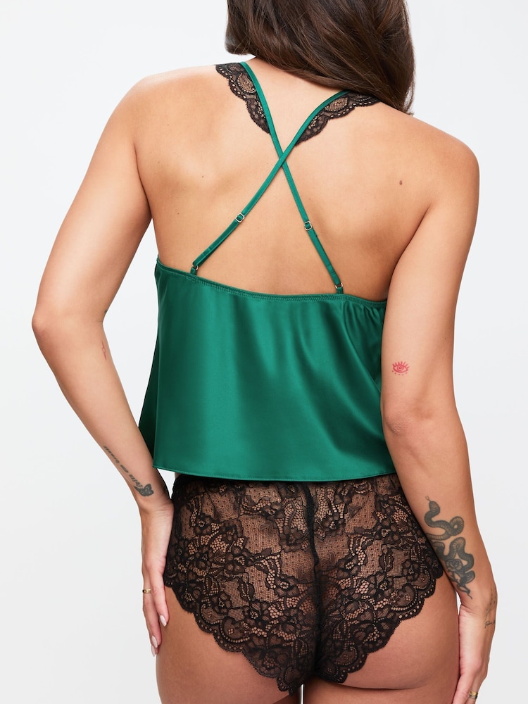 Ann Summers Green Admiring Satin Lace Cami Set - Image 2 of 5