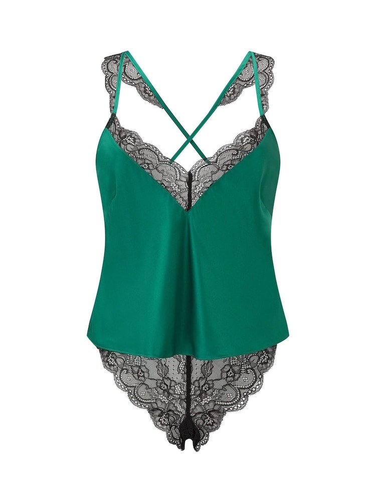 Verde - Conjunto de camisola de encaje satinado Admiring de Ann Summers - Imagen 5 de 5 Verde - Conjunto de camisola de encaje satinado Admiring de Ann Summers - Imagen 5 de 5