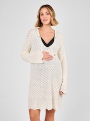 JoJo Maman Bébé White Maternity Lace Knit Kaftan Dress - Image 4 of 5