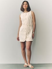 Crudo - Button Through Boat Neck Denim Mini Dress - Imagen 2 de 9