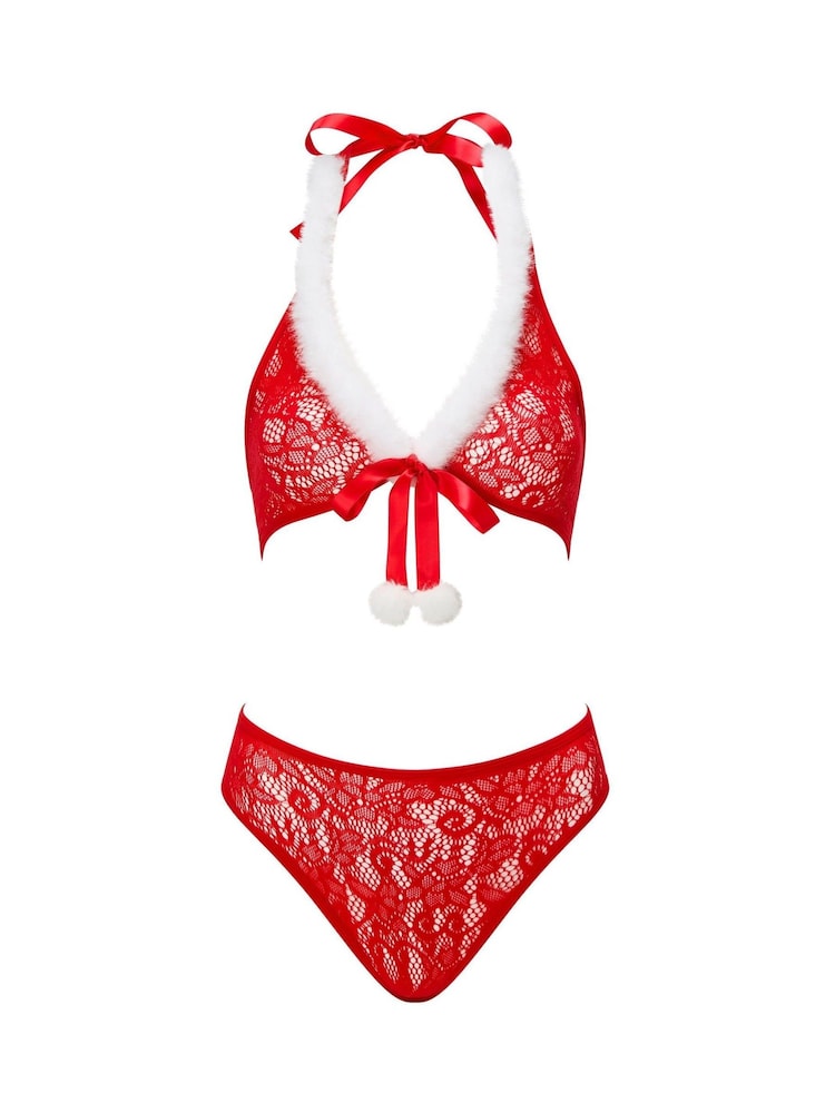 Ann Summers Red Christmas Winter Wonderland Halter Neck 2 Piece Set - Image 6 of 6