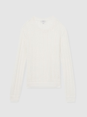 Reiss White Suzie Open-Knit Crew-Neck Jumper - Image 2 of 7