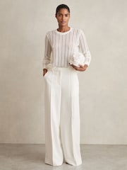 Reiss White Suzie Open-Knit Crew-Neck Jumper - Image 3 of 7