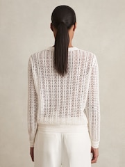 Reiss White Suzie Open-Knit Crew-Neck Jumper - Image 5 of 7