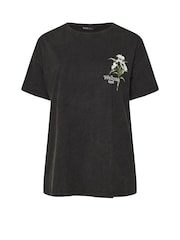 Yours Curve Black Acid Wash Relaxed 100% Cotton T-Shirt - Image 5 of 6